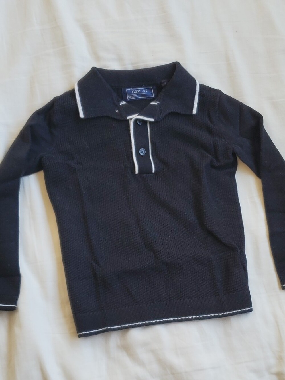 Next Kids Boys Black Long Sleeve Polo Shirt